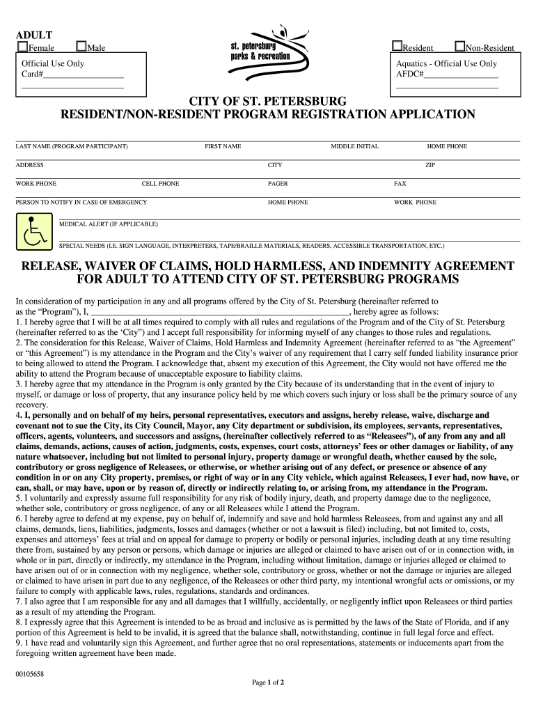 Get and Sign City of St Petersburg Resident Program Registration Application Form