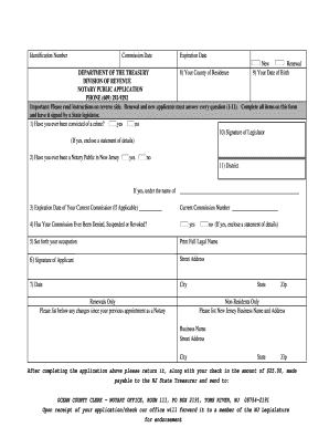 Ocean County Notary  Form