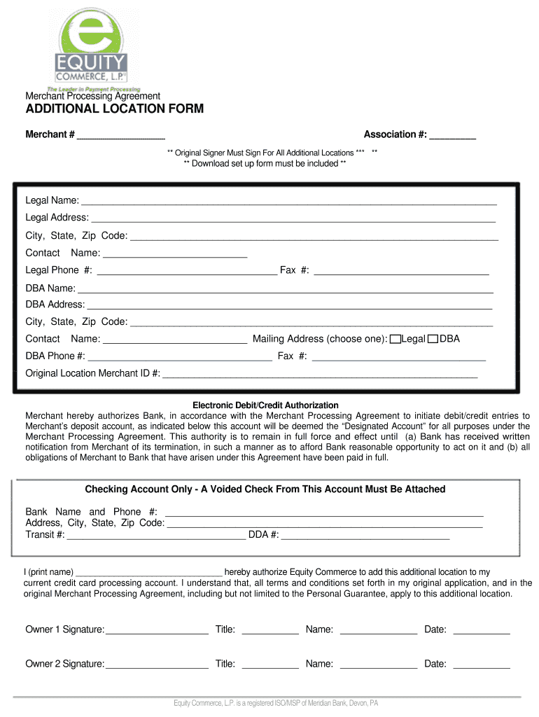 ADDITIONAL LOCATION FORM