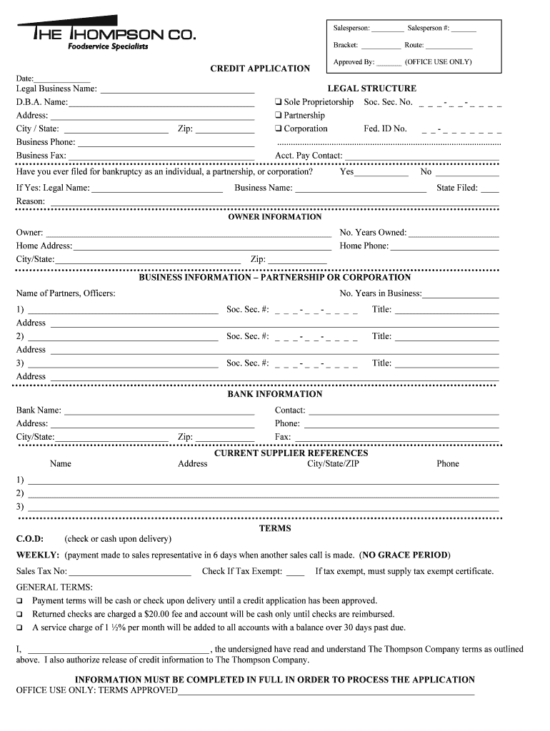 CREDIT APPLICATION Legal Business Name LEGAL  Form
