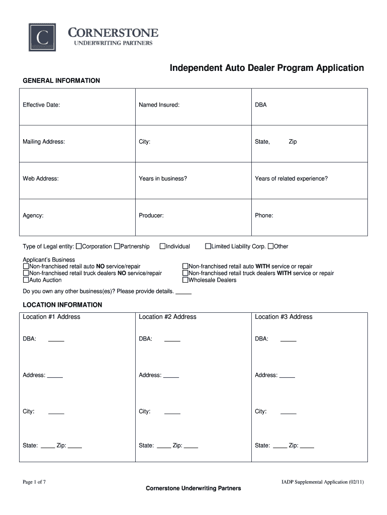 Independent Auto Dealer Program Application DFCORBY  Form
