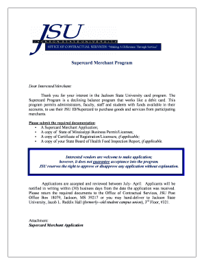 Jsu Supercard Merchants  Form