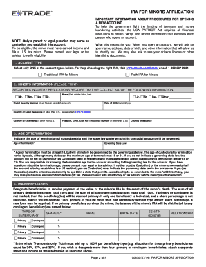 IRA for MINORS APPLICATION  Form