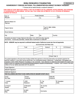 SDSU RESEARCH FOUNDATION Foundation Sdsu  Form