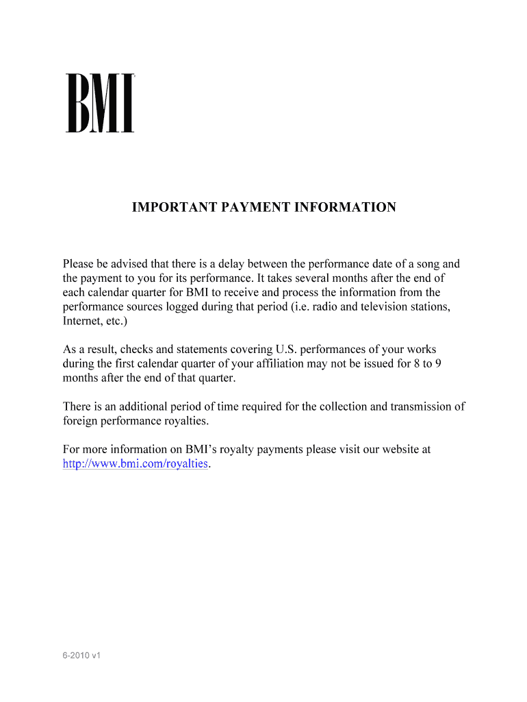 Get and Sign Bmi Publisher Form 2010-2022