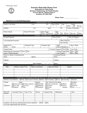 Get and Sign Kentucky Reportable Disease Form Chfs Ky 2003-2022