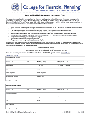 David M King Merit Scholarship Nomination Form