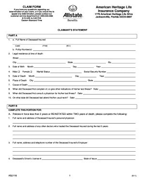 Allstate Online Printout Functions Form