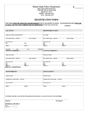 Miami Dade Police Department Alarm Permit Registration Form
