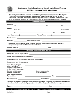 Employment Verification Form