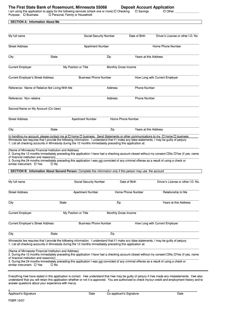 FACTS First State Bank of Rosemount  Form