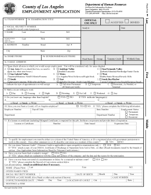 Employment Application Los Angeles County Assessor Assessor Lacounty  Form