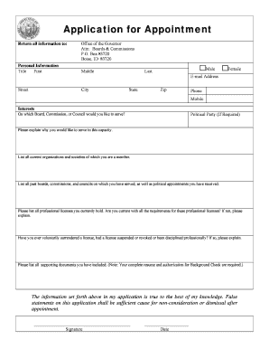 Application for Appointment Gov Idaho  Form