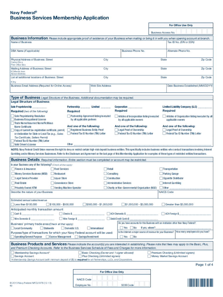 Navy Federal Nfcu 97b Fillable Form