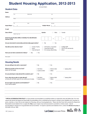 La Casa Student Housing Application Lacasastudenthousing  Form