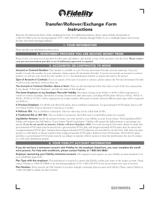 Fidelity Transfer Rollover Exchange Form