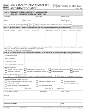 ANN ARBOR STUDENT TEMPORARY APPOINTMENT CHANGE Soe Umich  Form