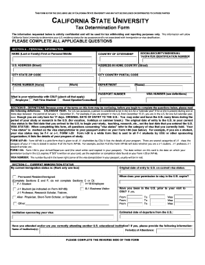 Completing the Tax Determination Form Csus