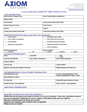 Axiom National LIABILITY MSA Referral Form