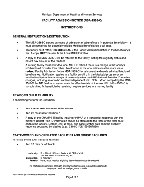  2565 Facility Admission Notice 2006