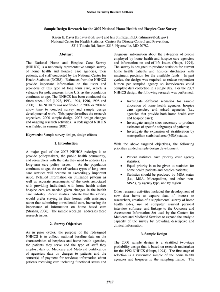 Sample Design Research for the National Home Amstat  Form