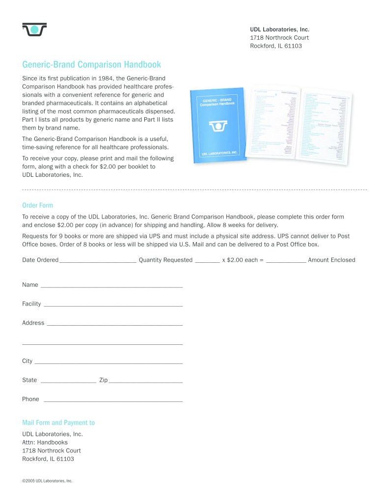 Udl Laboratories Generic Brand Handbook  Form