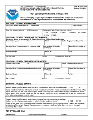 High Seas Fishing Permit Application PDF National Marine Nmfs Noaa  Form