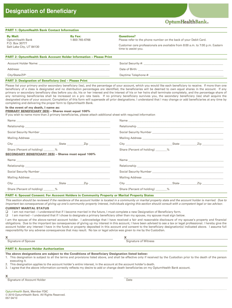 Designation of Beneficiary Form  Semo