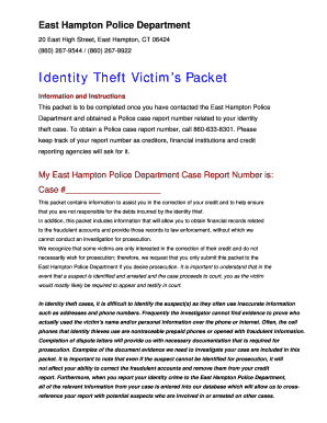 Identity Theft Victim&#039;s Packet Easthamptonct  Form