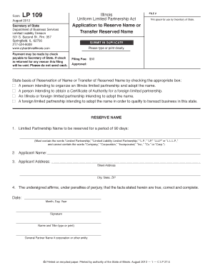 Illinois 109 Form