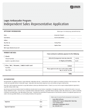 Independent Sales Representative Application  Form