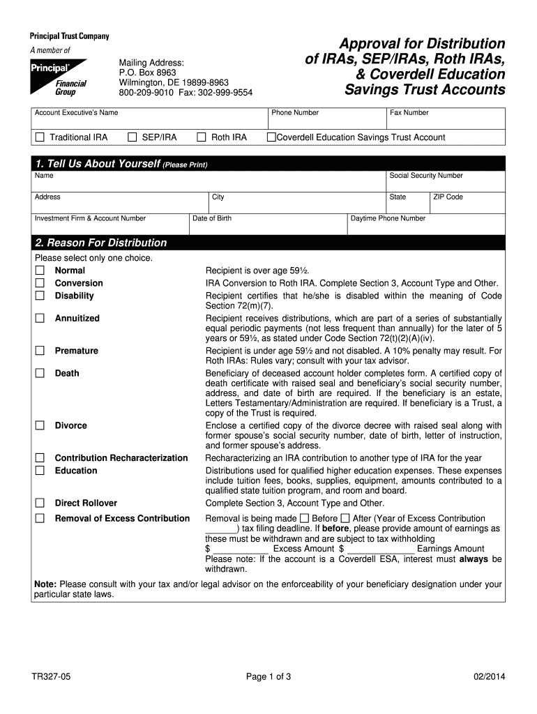 Approval for Distribution of IRAs, SEPIRAs, Roth IRAs, &amp; Coverdell  Form