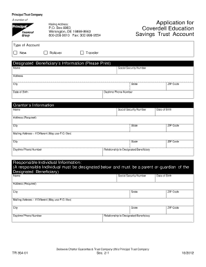 Coverdell Education Savings Account Application Booklet  Form