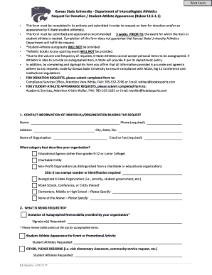 Kansas State University Department of Intercollegiate Athletics  Form