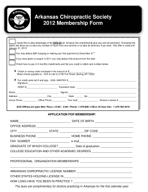 Arkansas Chiropractic Society Membership Form
