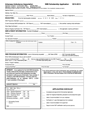 Ems Scholarship Application Form