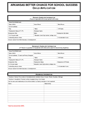 Child Application Arkansas Department of Human Services Humanservices Arkansas  Form