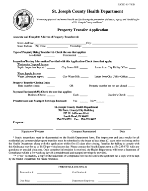 Online Transfer Application for Health Department  Form