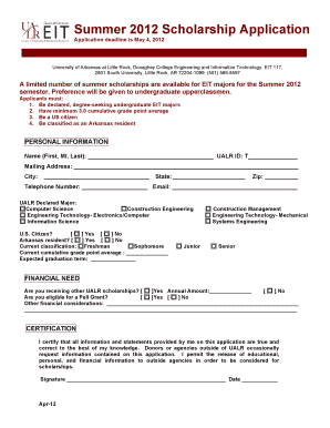 Summer Application Ualr  Form