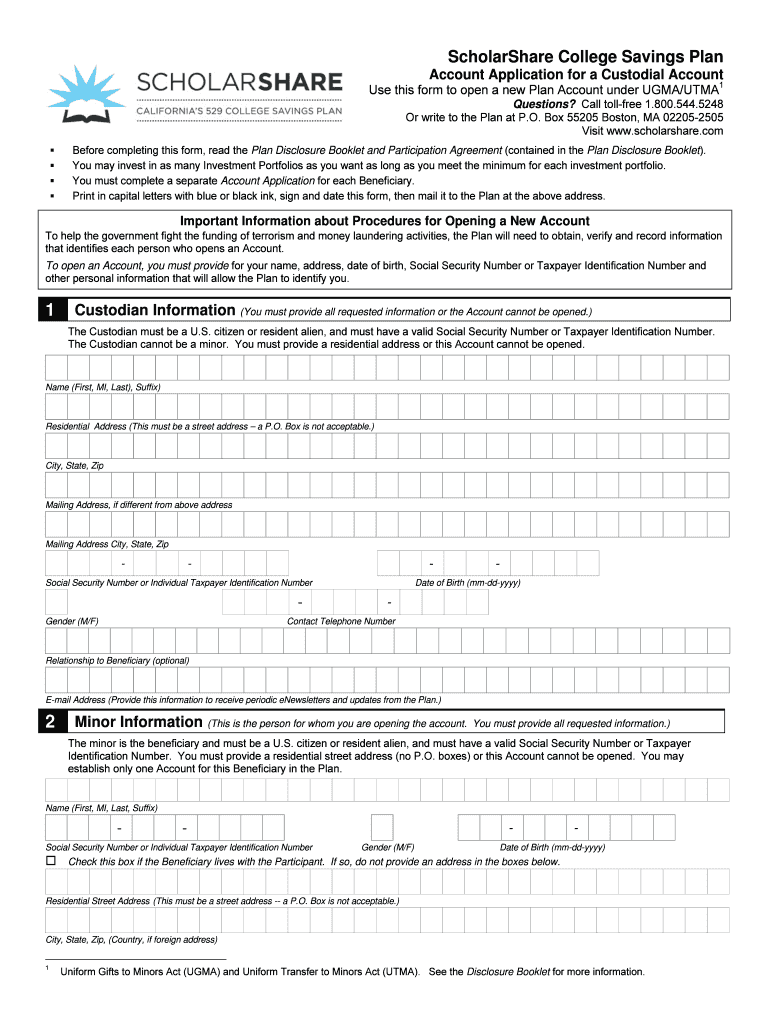 CA Custodial Acct Appl WEB DOCX  Form