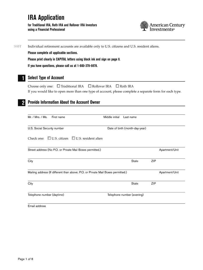 IRA Application American Century  Form