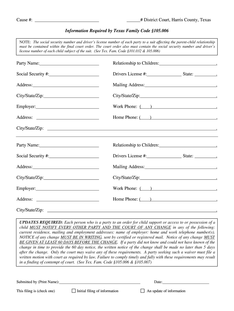 Fill in 105006 Form