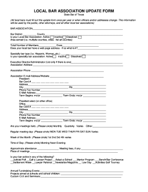 LOCAL BAR ASSOCIATION UPDATE FORM