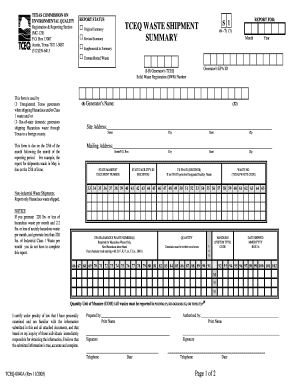 Tceq Annual Waste Summary  Form