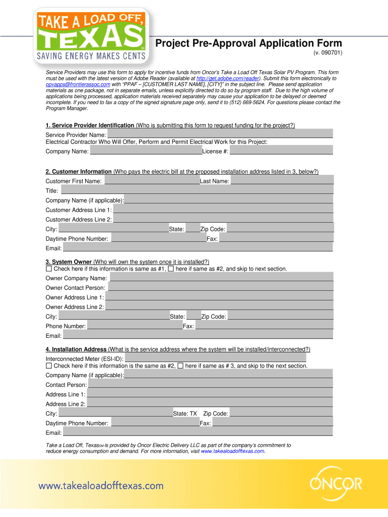 Project Pre Approval Application Form