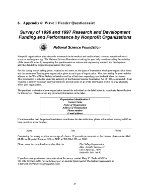 Funder Questionnaire NSF Nsf  Form