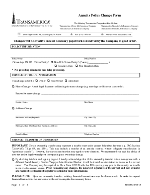 Transamerica Annuity Policy Change Form