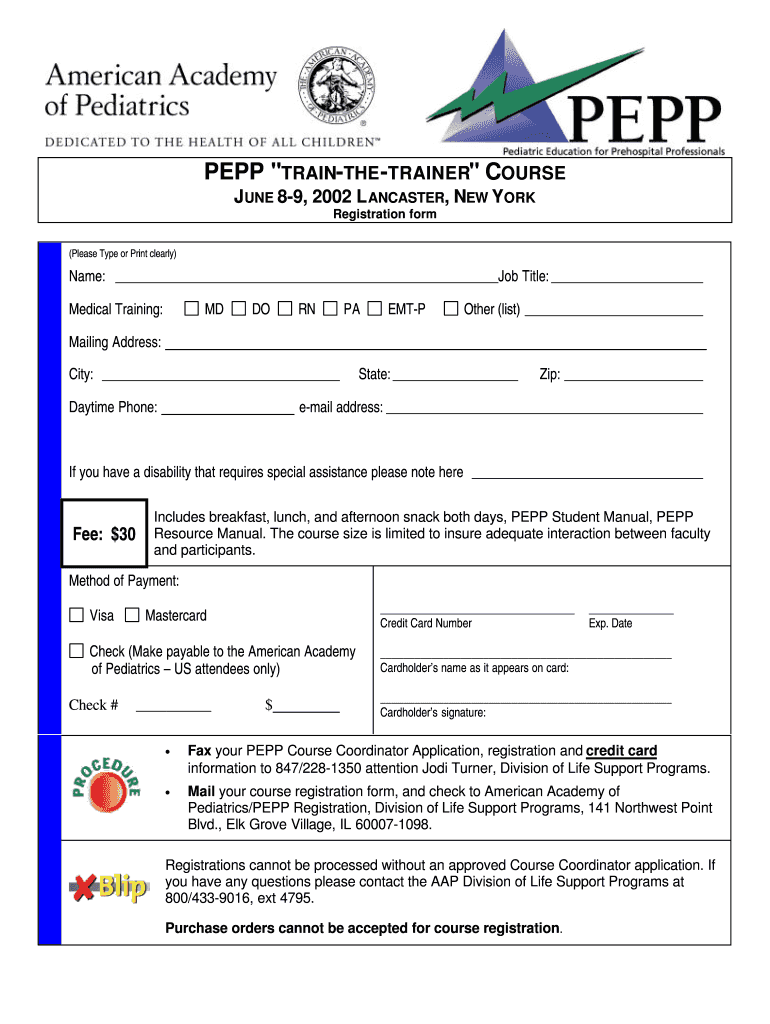 PEPP &quot;TRAIN the TRAINER&quot; COURSE  Form