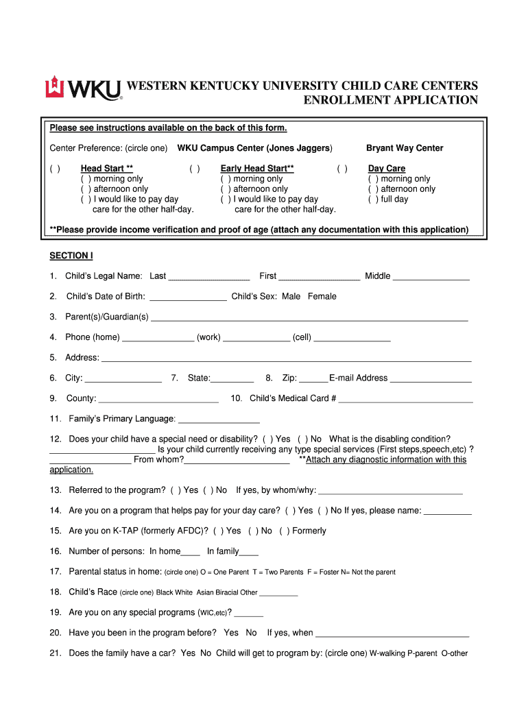 Salary in Wku Child Care Center Form