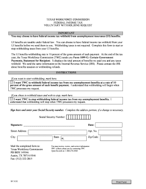 Texas Unemployment Benefits Application Form